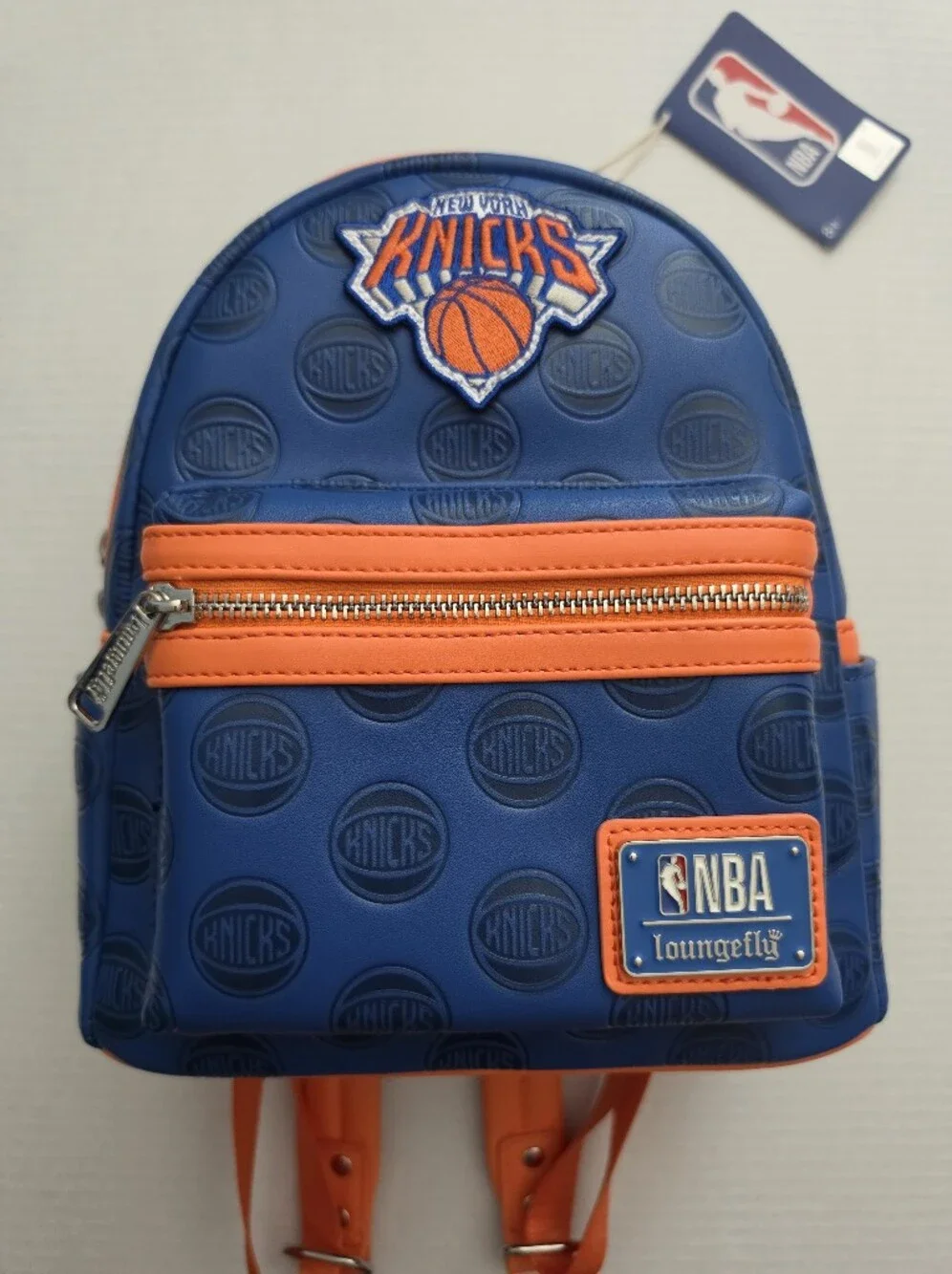 Loungefly NBA New York Knicks Mini Backpack Blue & Orange Faux Leather Logo
